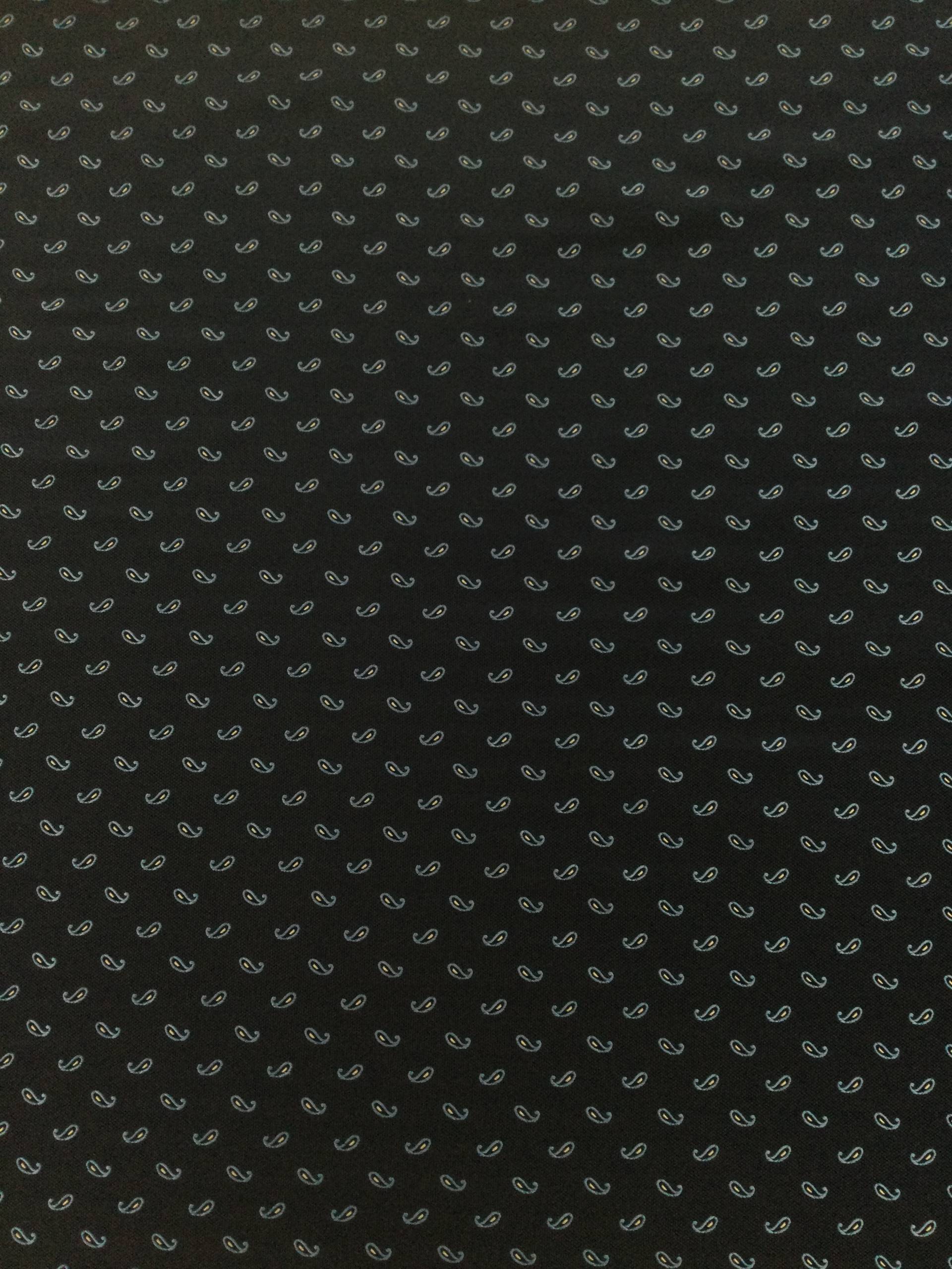 Italian Silk Tie Brocade Navy with Paisleys 