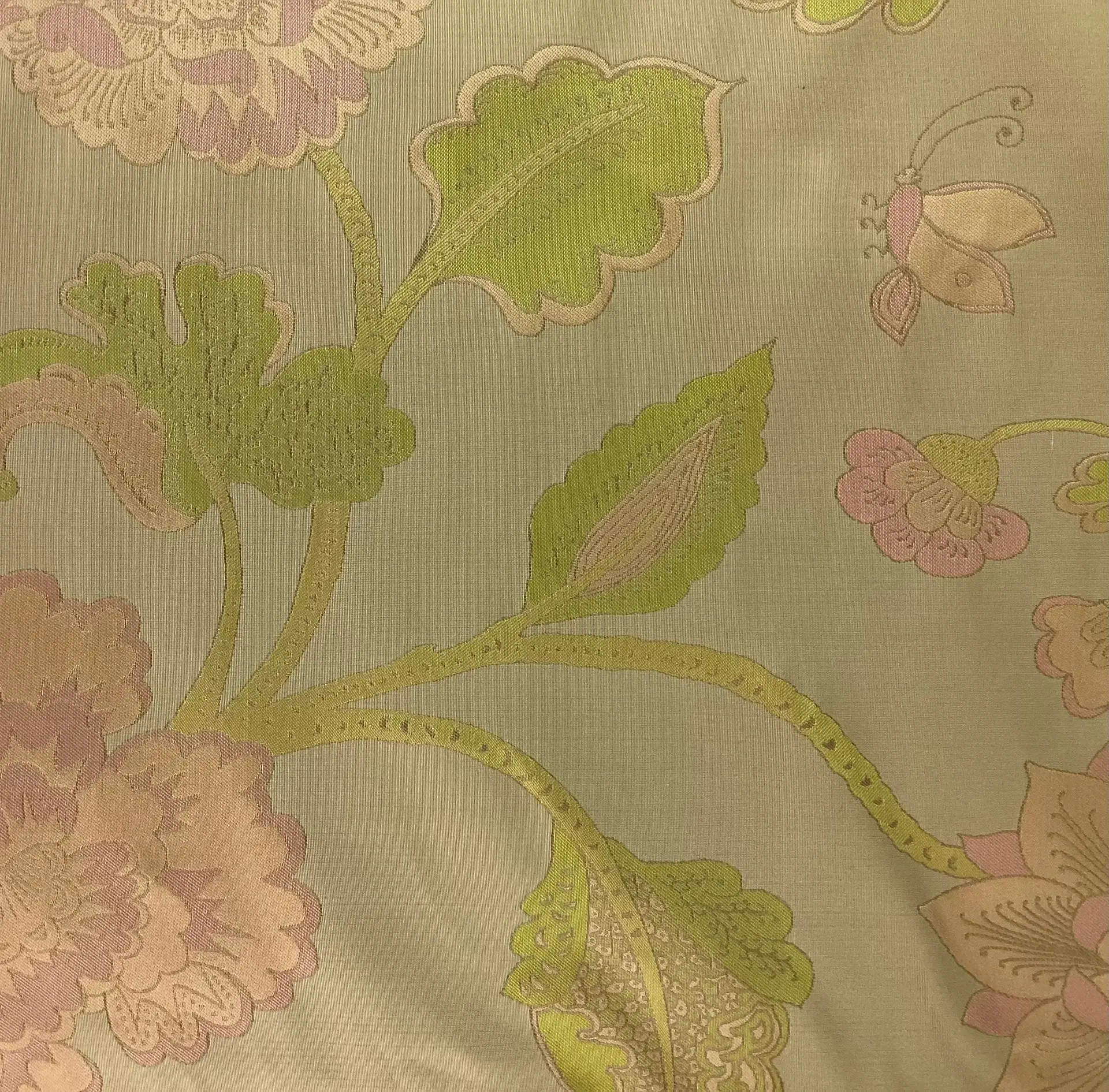 Silk Brocade Floral Pattern In Spring Colours