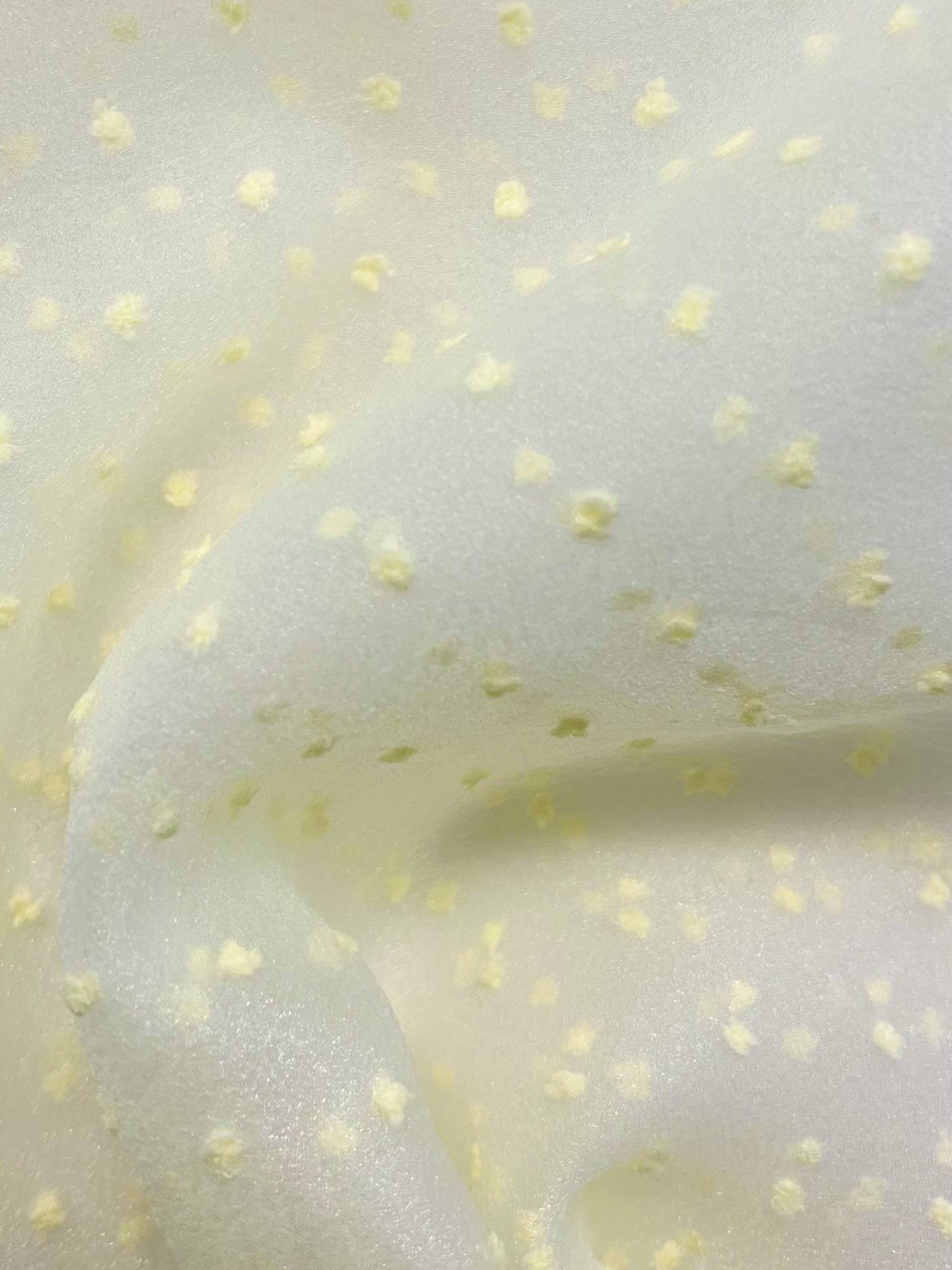 Polyester Swiss Dot Crinkle Organza in Ivory