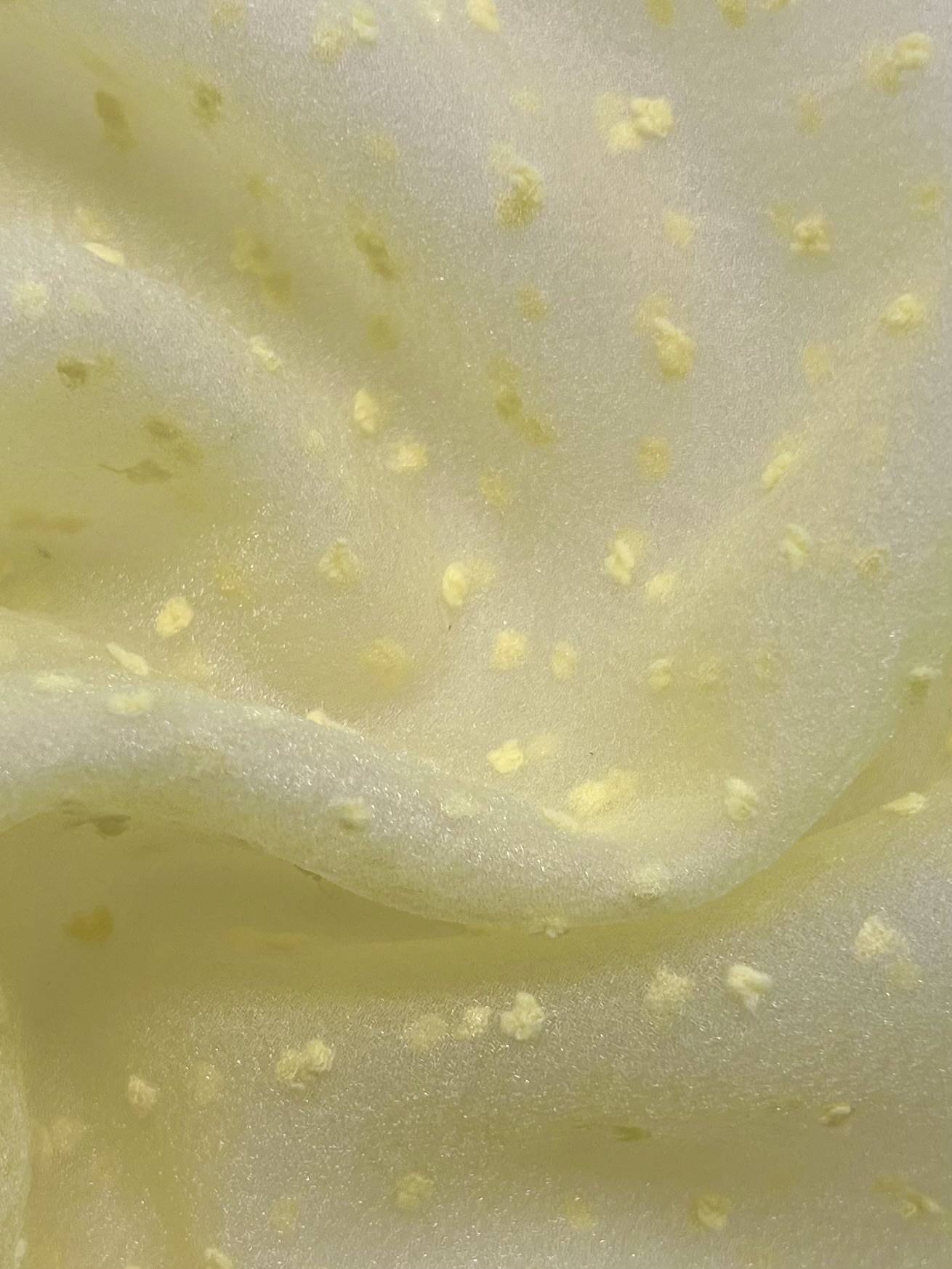 Polyester Swiss Dot Crinkle Organza in Yellow 