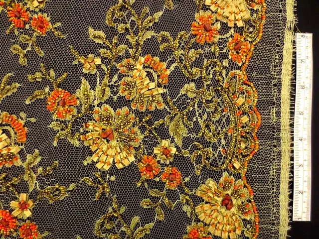 Beaded Metallic Chantilly Lace0