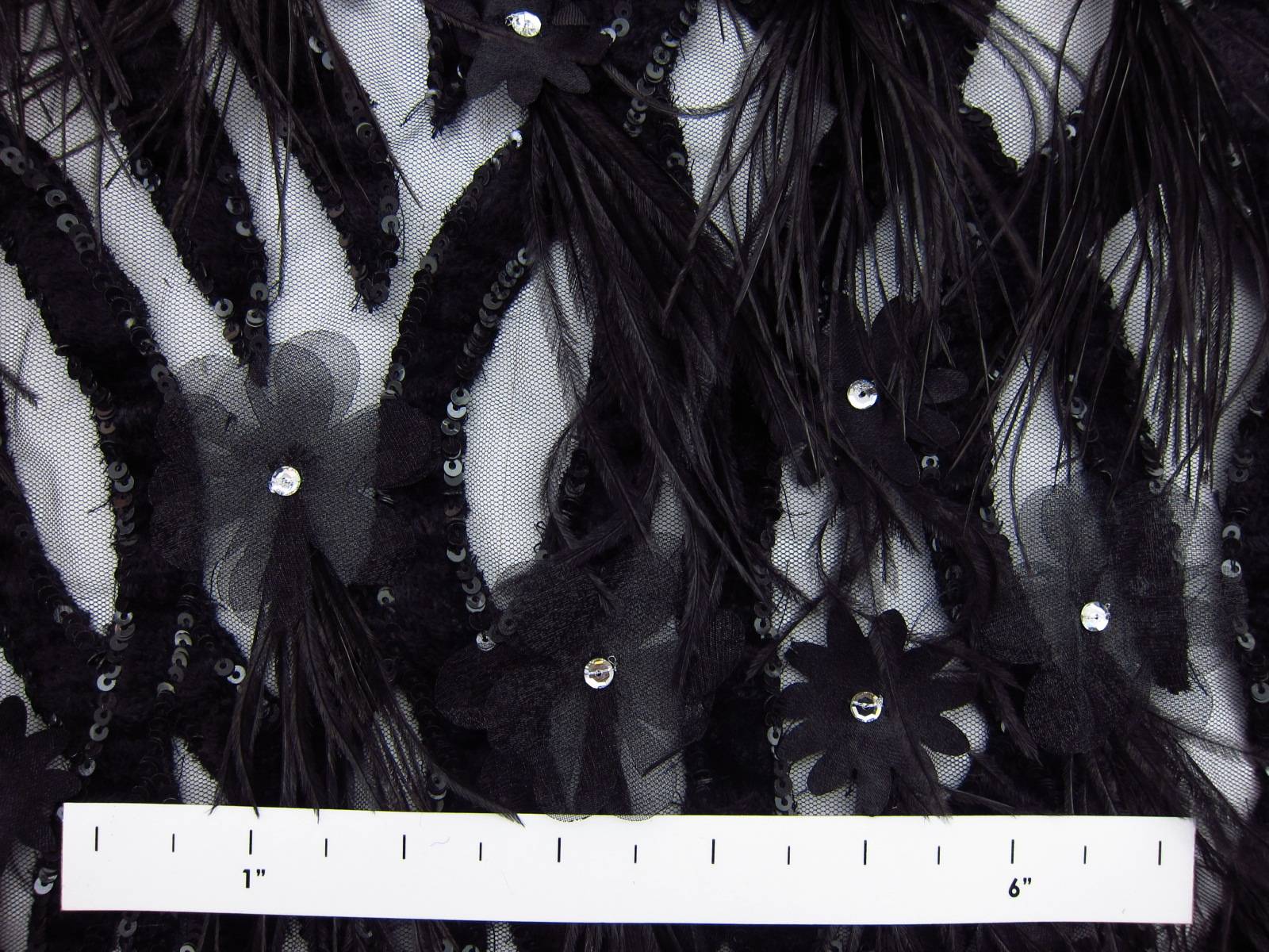 Novelty Velvet Appliquéd Illusion with Feathers1