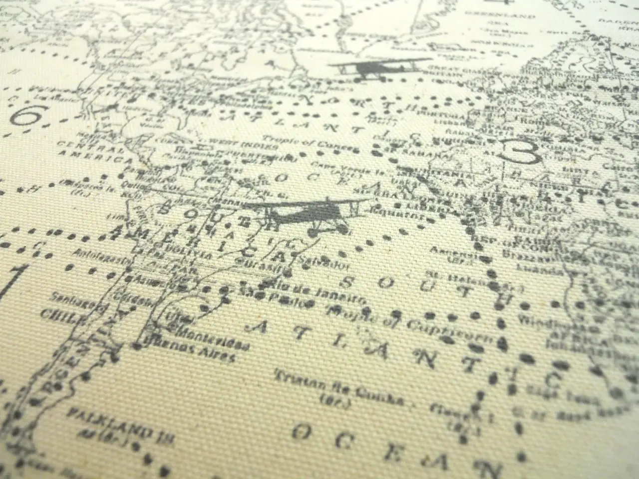 Cotton Canvas World Map Print2