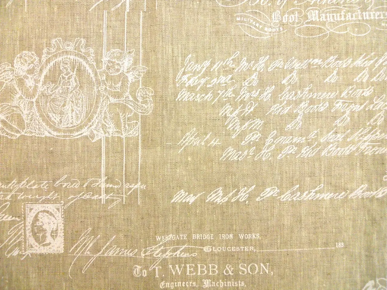 Linen Upholstery Angel Script Print0