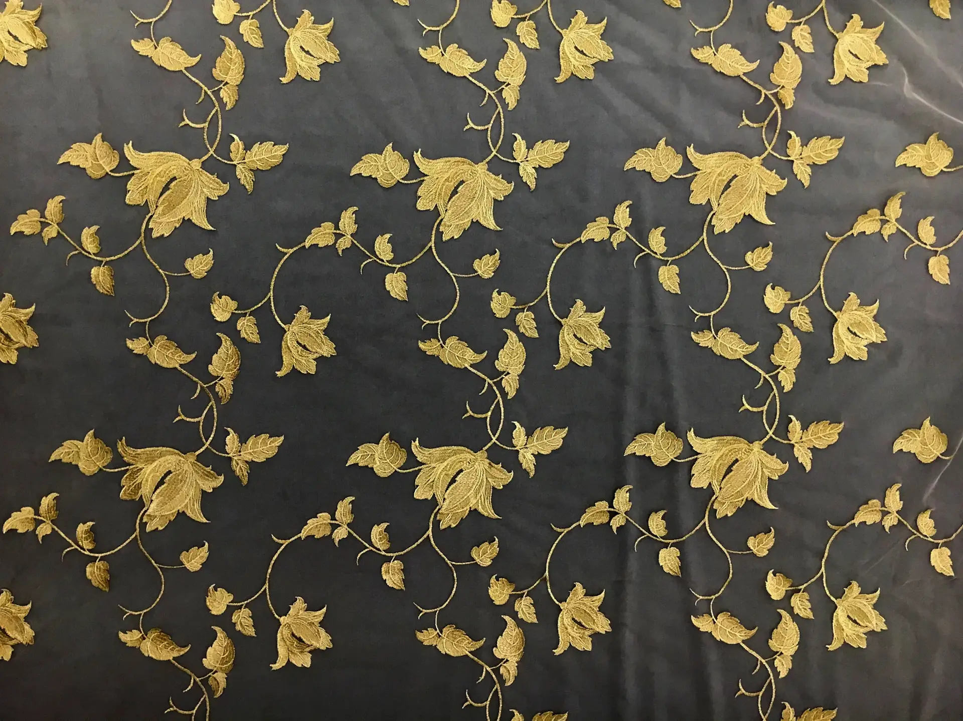 Floral Metallic Embroidered Tulle0