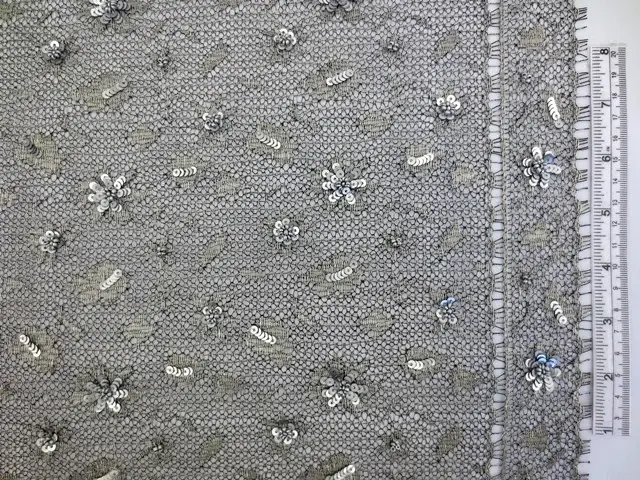 Beaded Metallic Chantilly Lace0