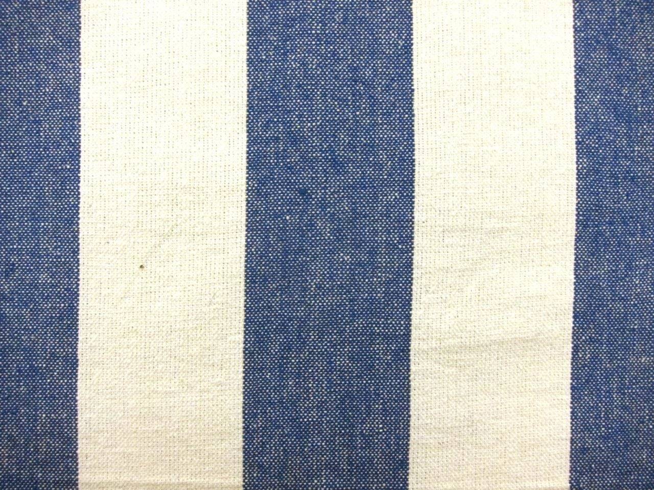 Cotton Upholstery 3" Stripe In Blueberry And Ivory0