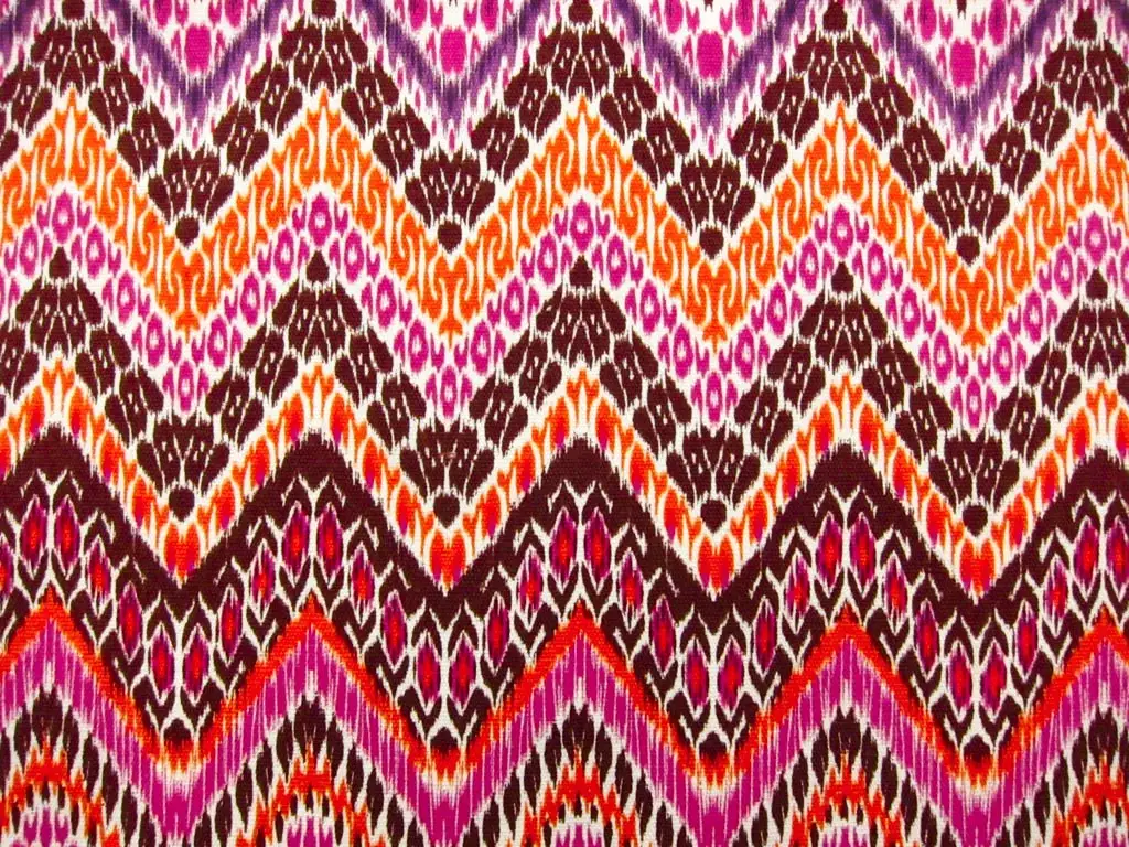 Linen Upholstery Multi Zig Zag Ikat Print0