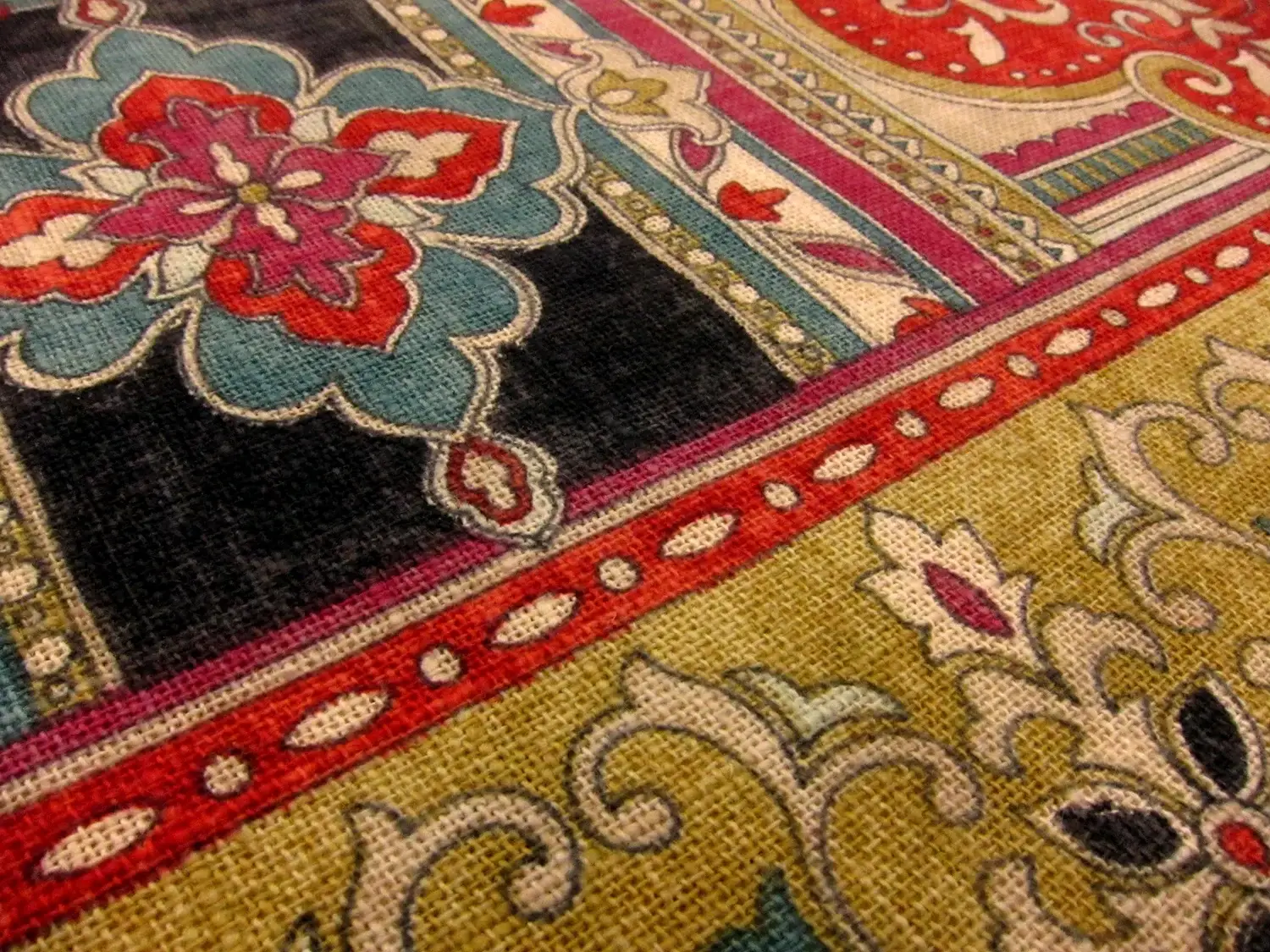 Linen Blend Upholstery Middle Eastern Deco Print 2