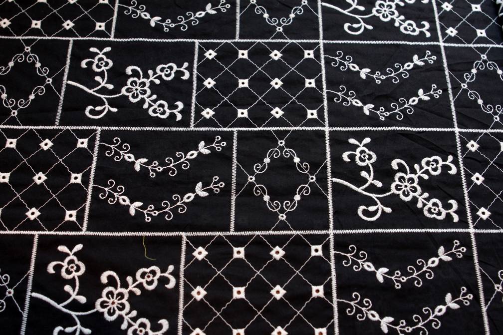 Cotton Embroidered Eyelet in Black0