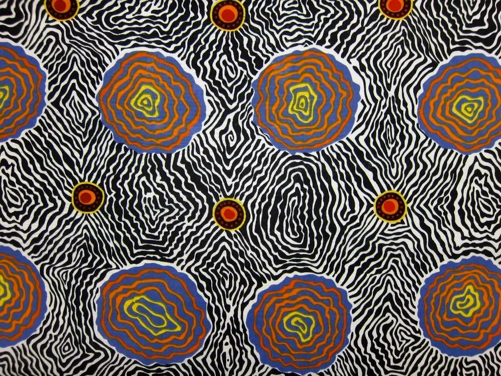 Australian Cotton Print With Aboriginal Motif0