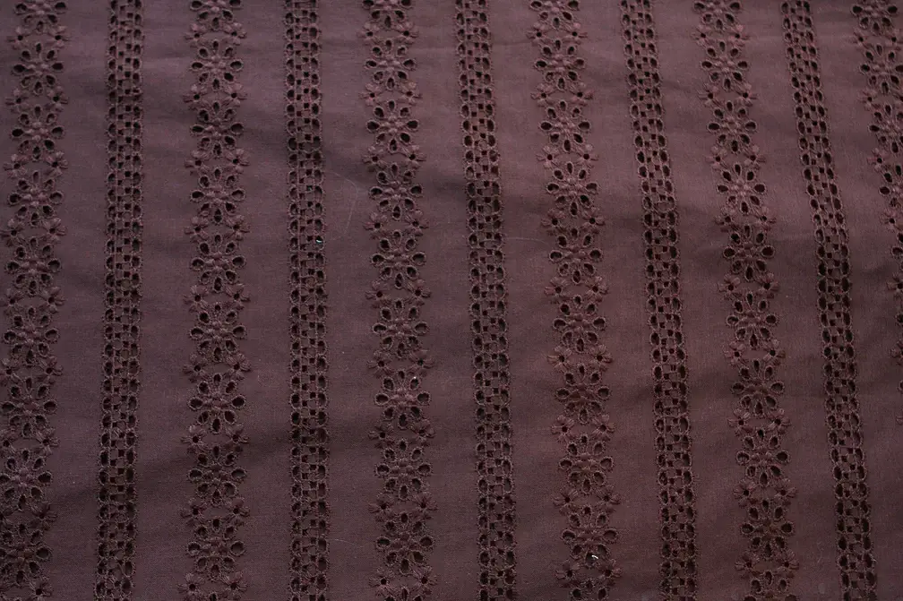 Cotton Voile Eyelet in Brown1