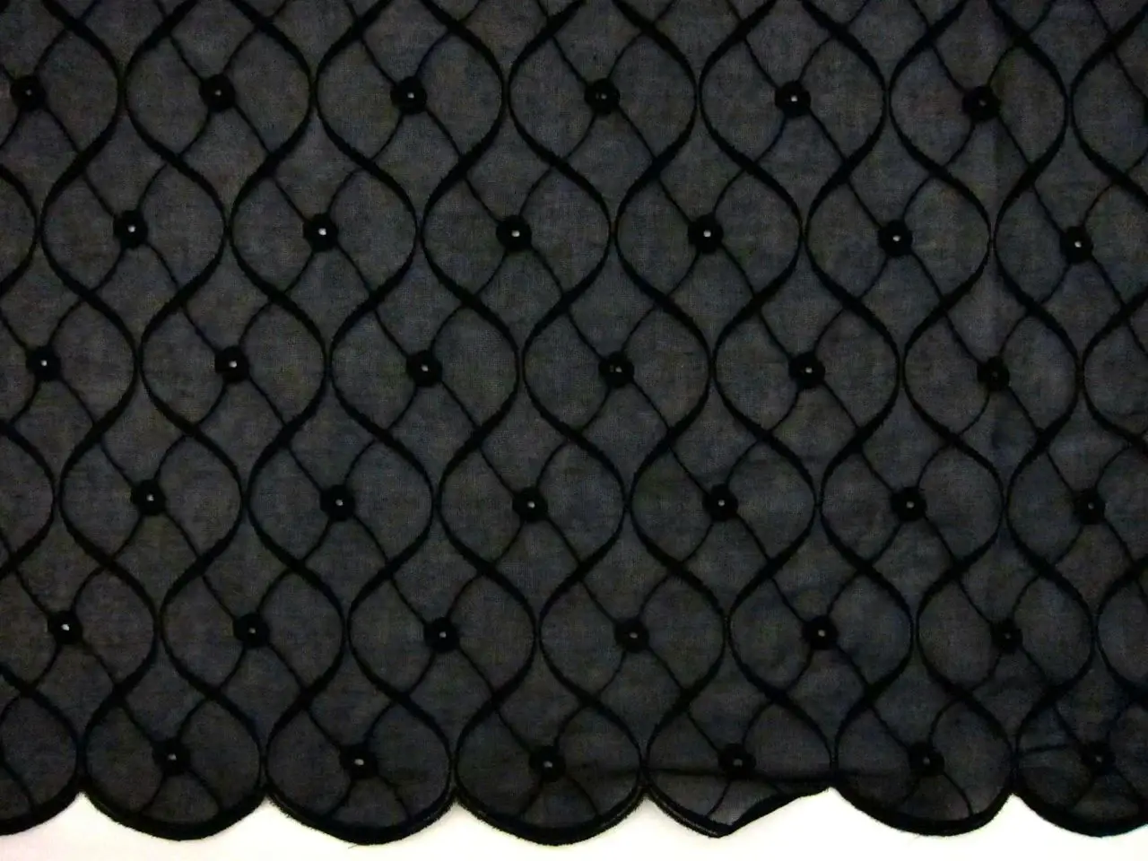 Embroidered Cotton Voile Eyelet in Black0
