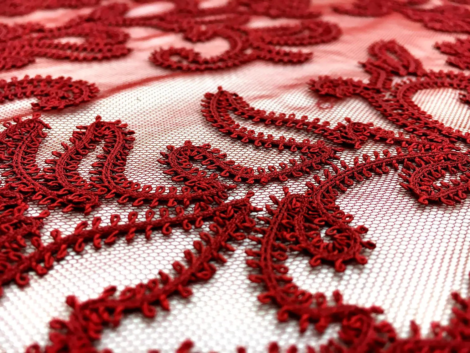 Embroidered Tulle in Oxblood2