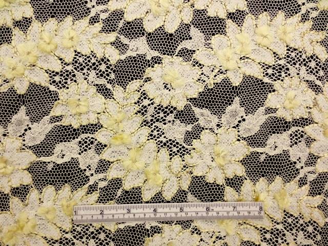 Double scallop ecru floral French Re-embroidered Lace
