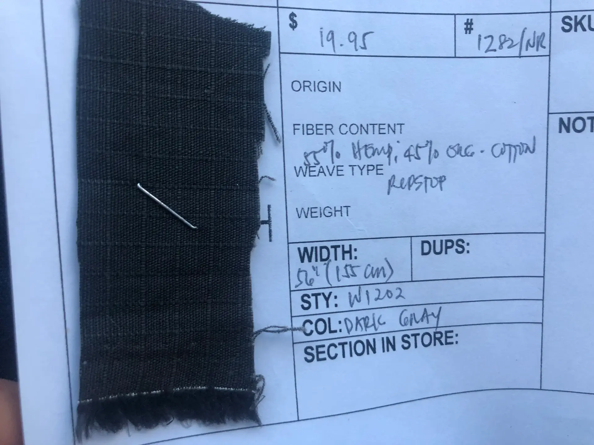 DNP HEMP & ORGANIC COTTON RIPSTOP