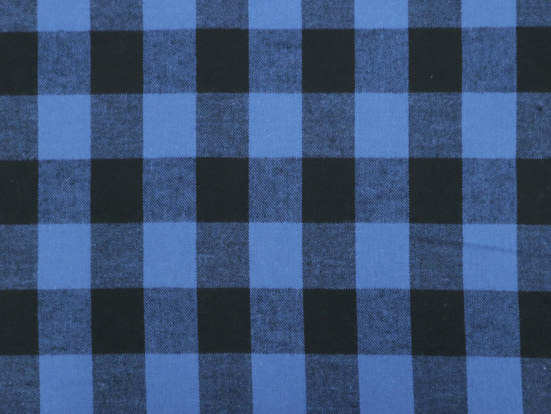 Cotton Flannel Buffalo Check in Cobalt Black