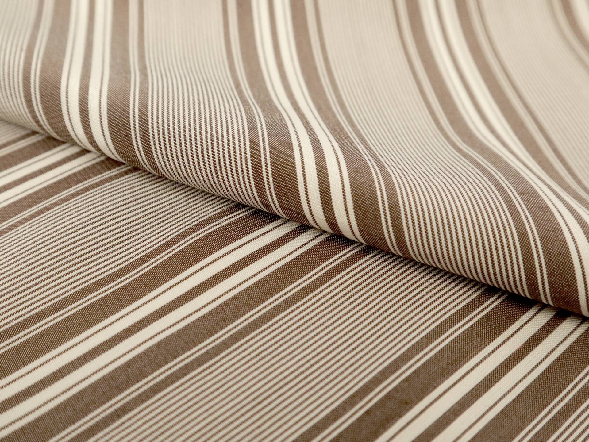 Silk Shirting with Off White and Brown Stripes