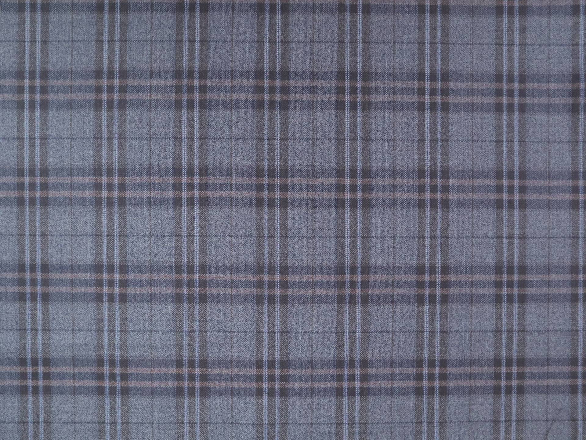Extra Fine Wool Plaid Suiting in Slate Blue