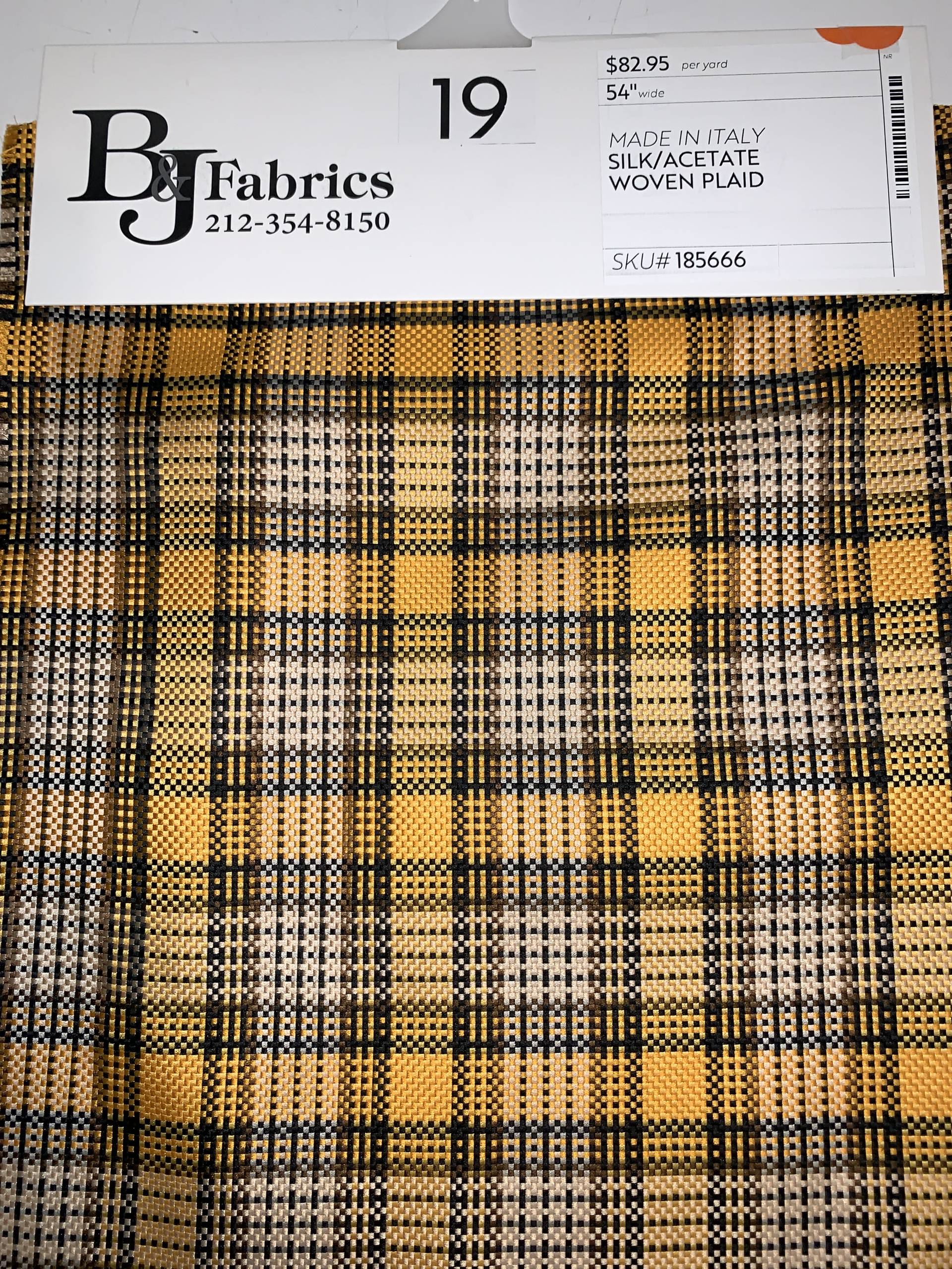 MADE IN ITALY SILK/ACETATE WOVEN PLAID