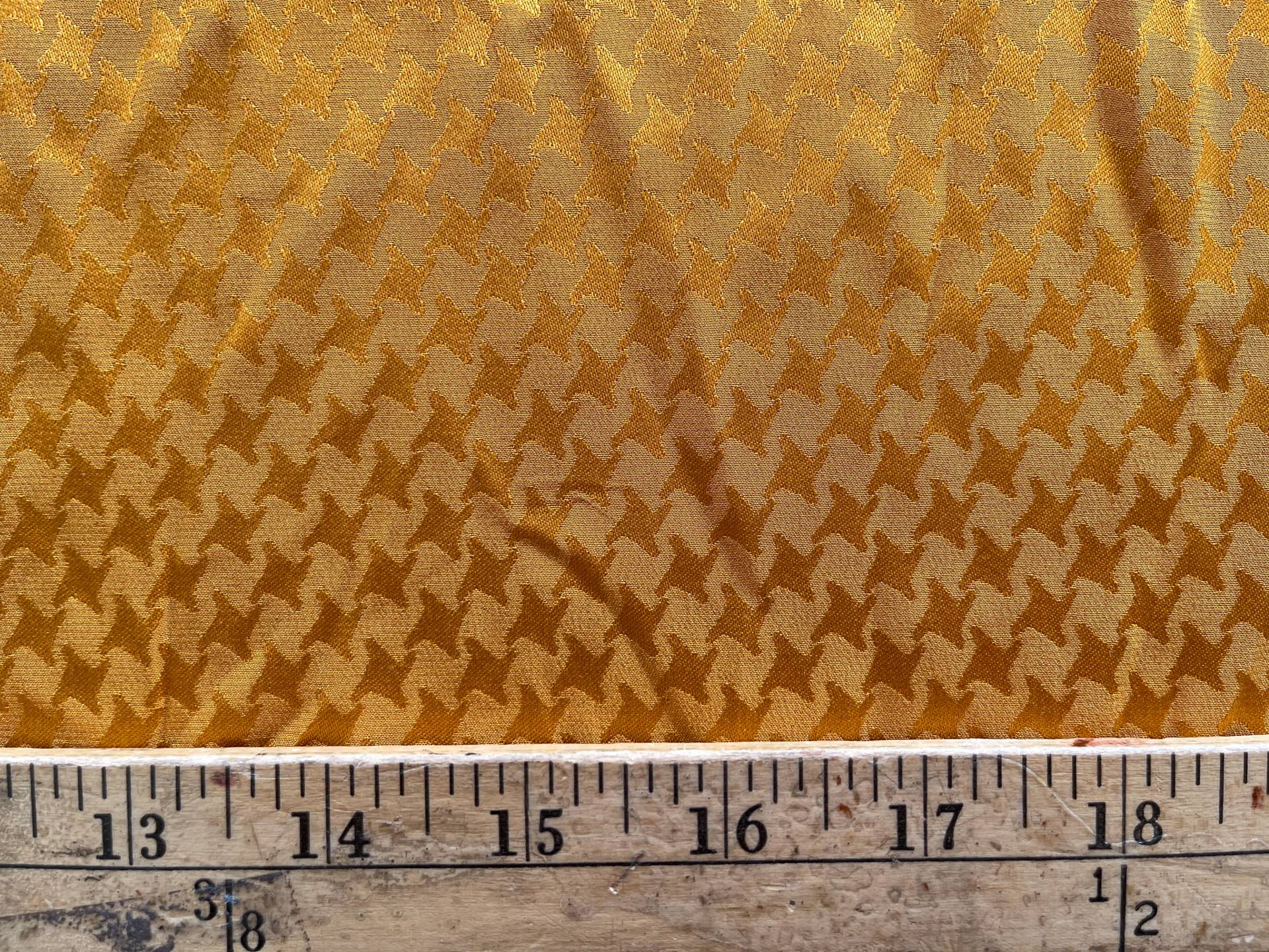 Vintage Silk Jacquard. Yellow Houndstooth