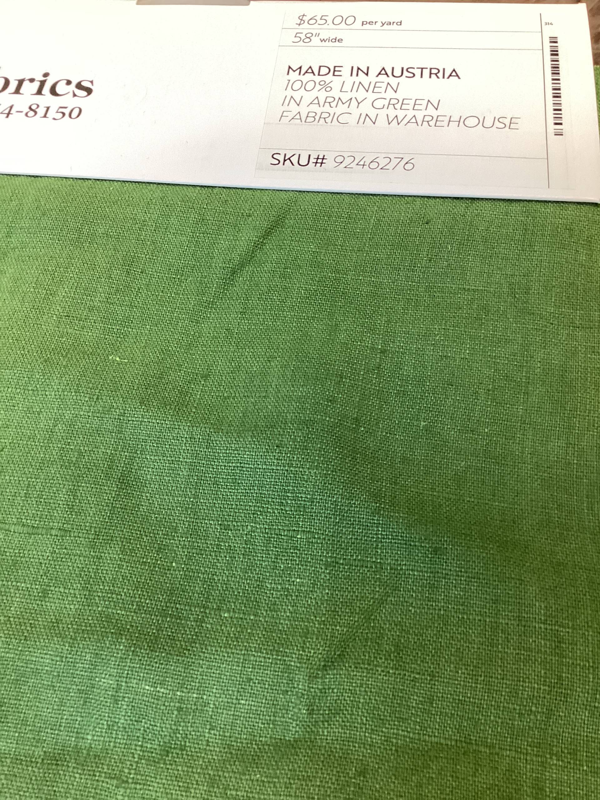 Made in Austria 100% Linen in Army Green