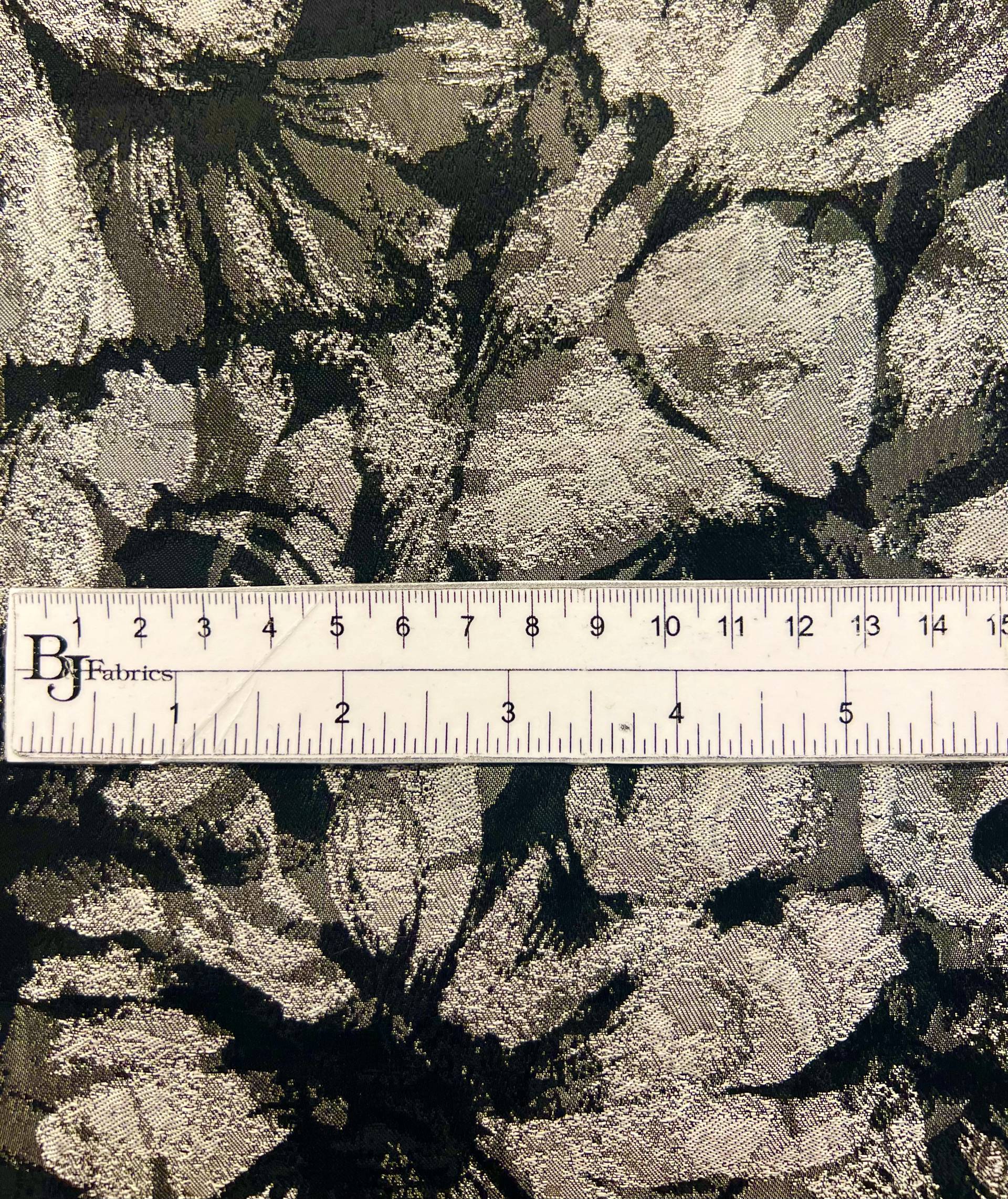 Polyester Jacquard Brocade in Stone/Black