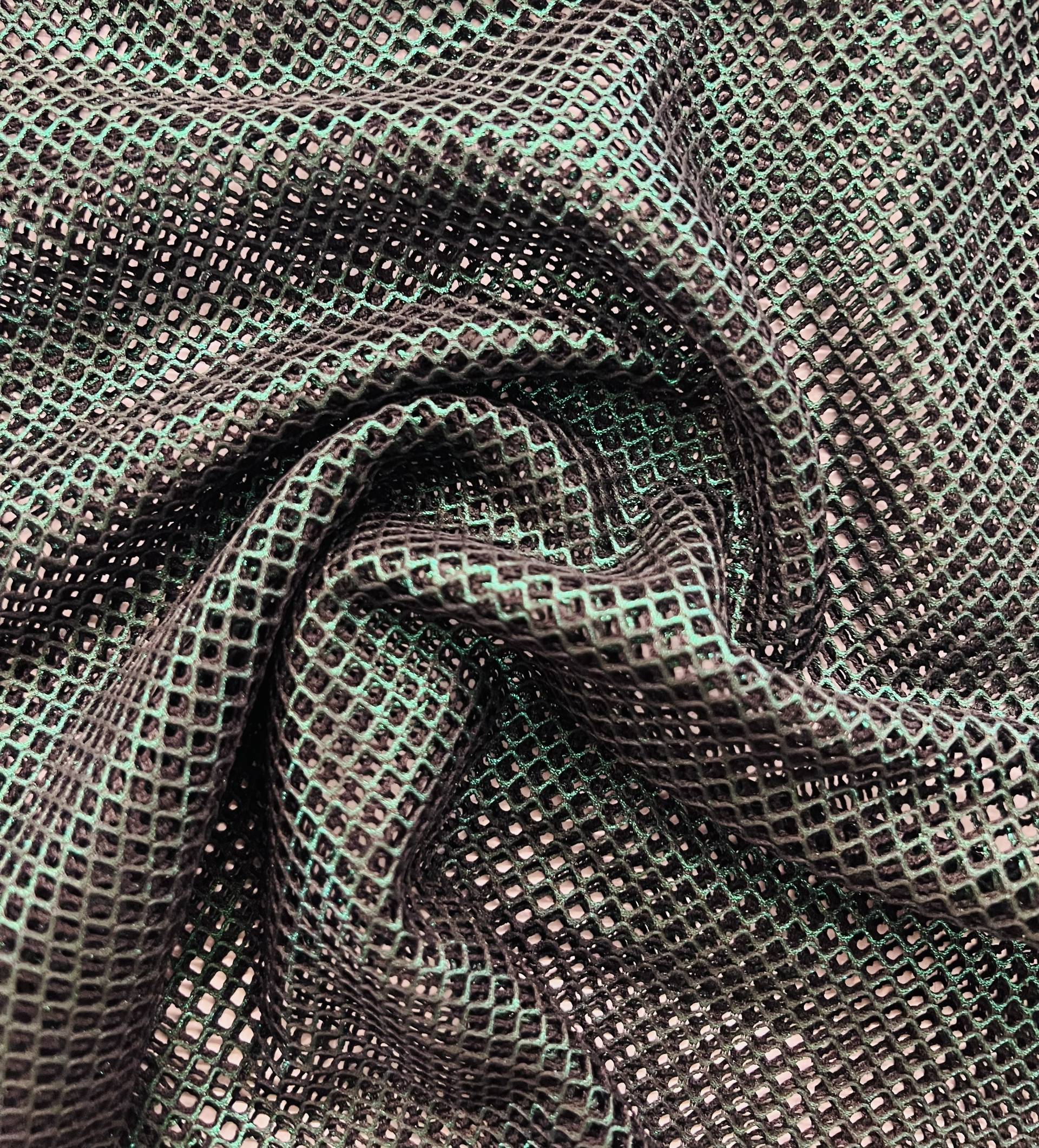 Emerald Green Metallic Foiled Polyester Fishnet 