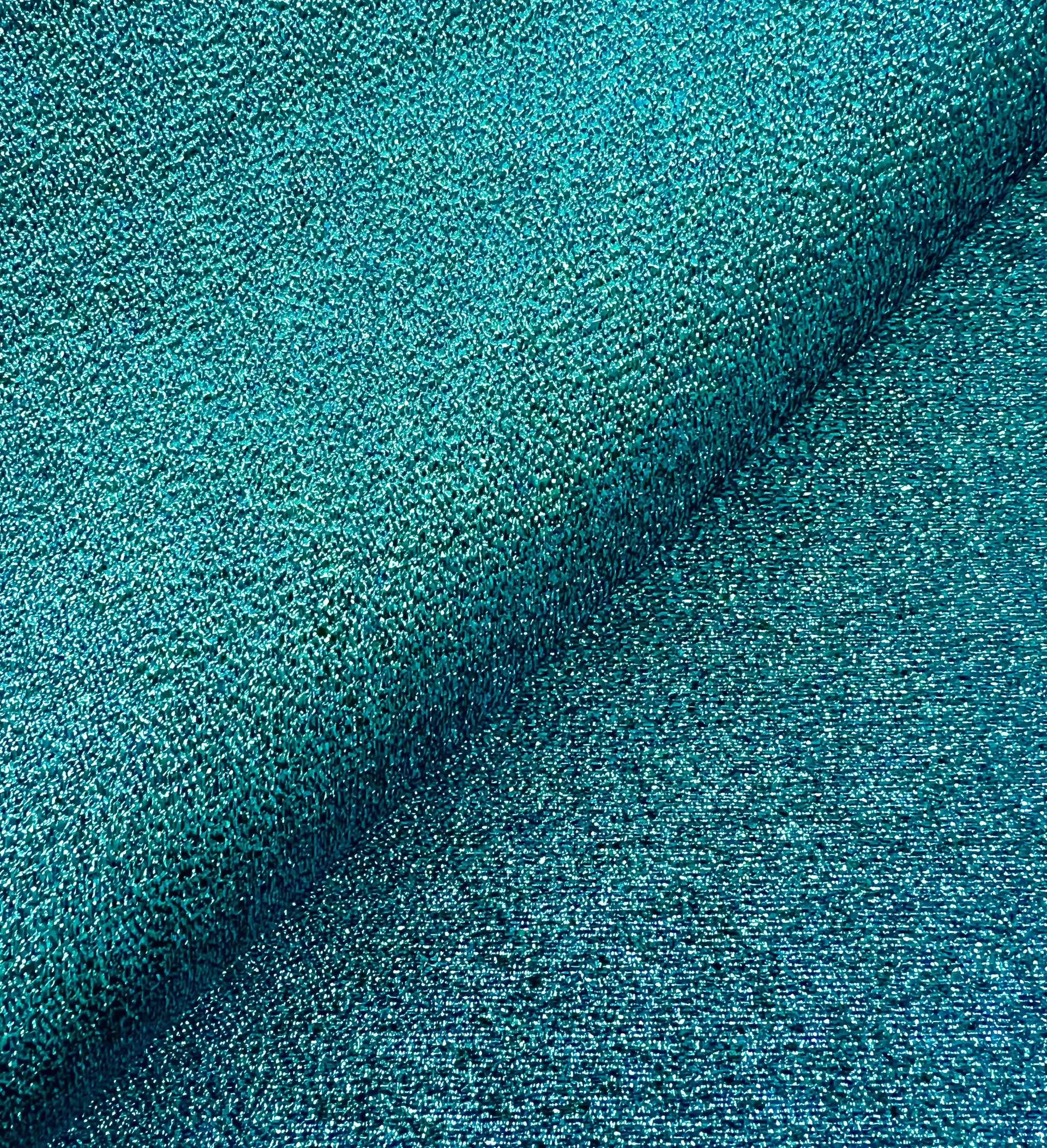 Silk Blend Lamé Crepé in Turquoise