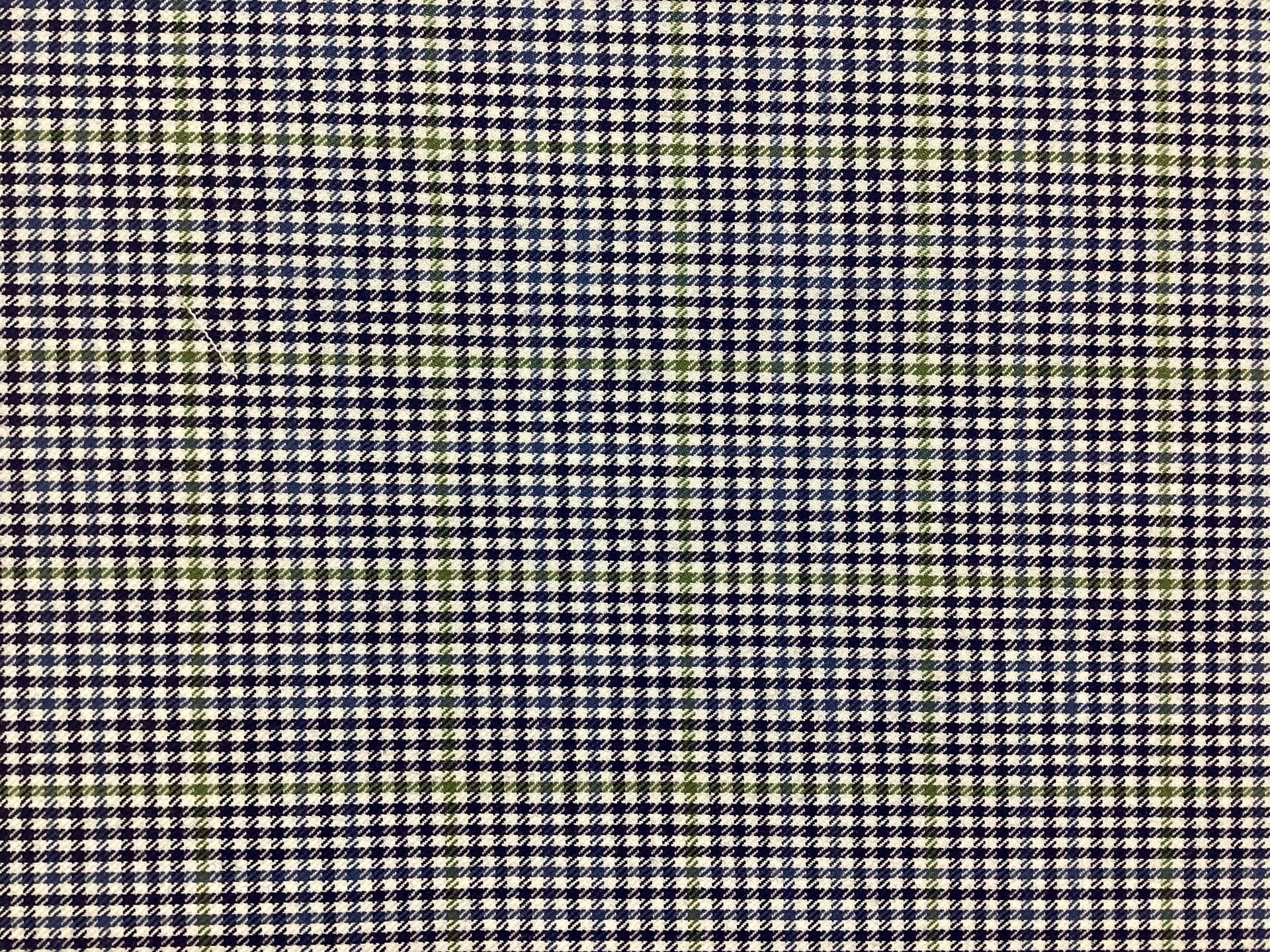 Made In Italy Wool Super 130's Check In Navy, White & Green