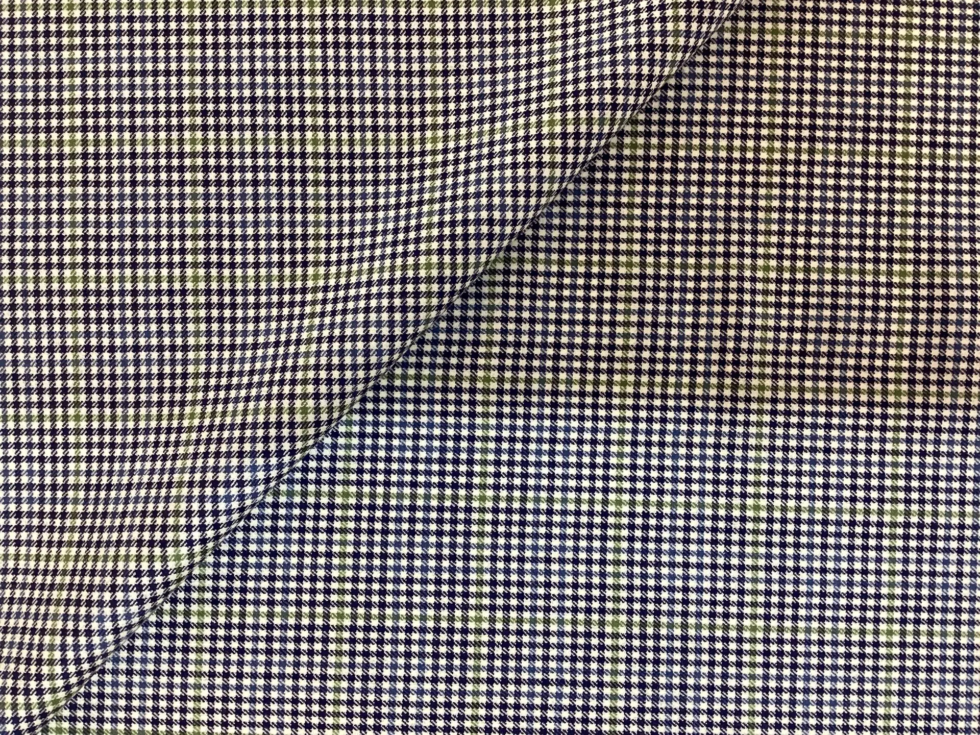 Made In Italy Wool Super 130's Check In Navy, White & Green
