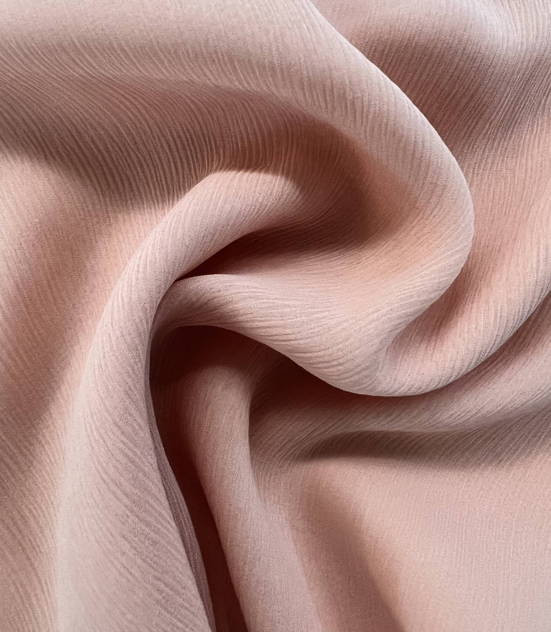 100% Crinkle Silk Chiffon in New Powder 