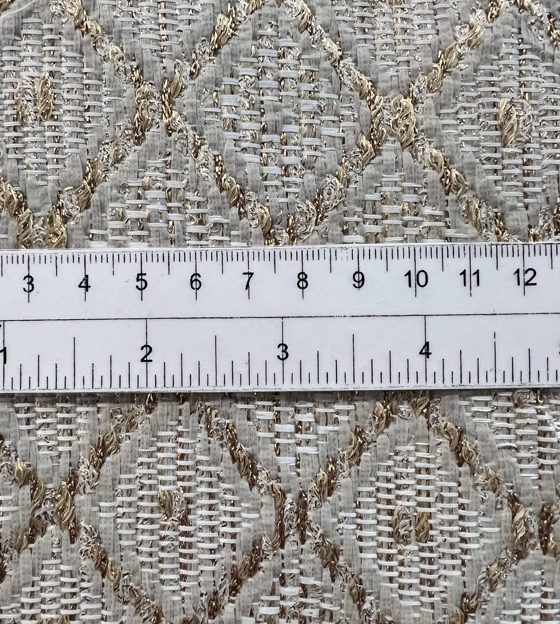 Metallic Raffia Woven Diamond Gold & Ash White