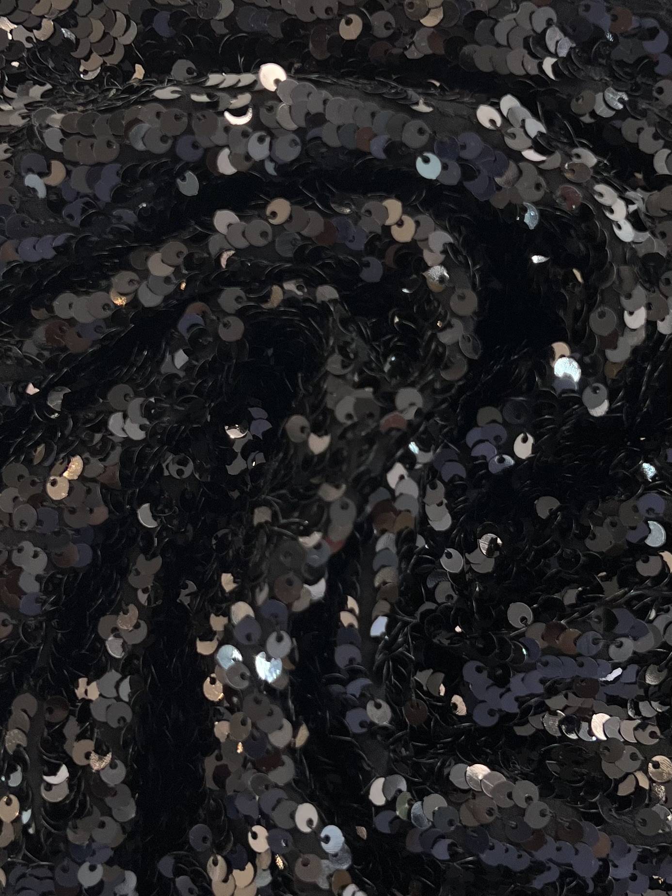 Shimmer Sequins on Rayon Chiffon in Black