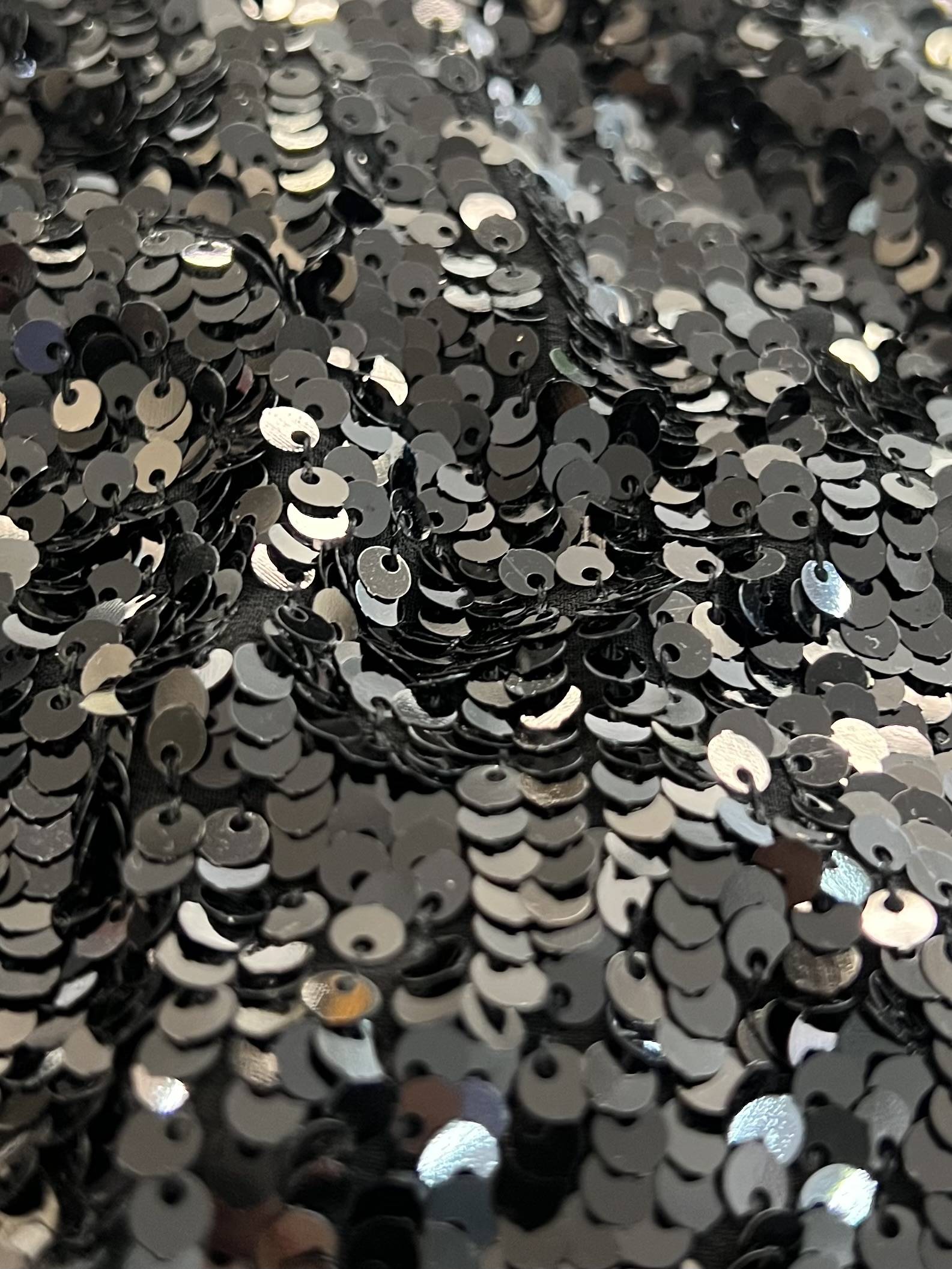 Shimmer Sequins on Rayon Chiffon in Black