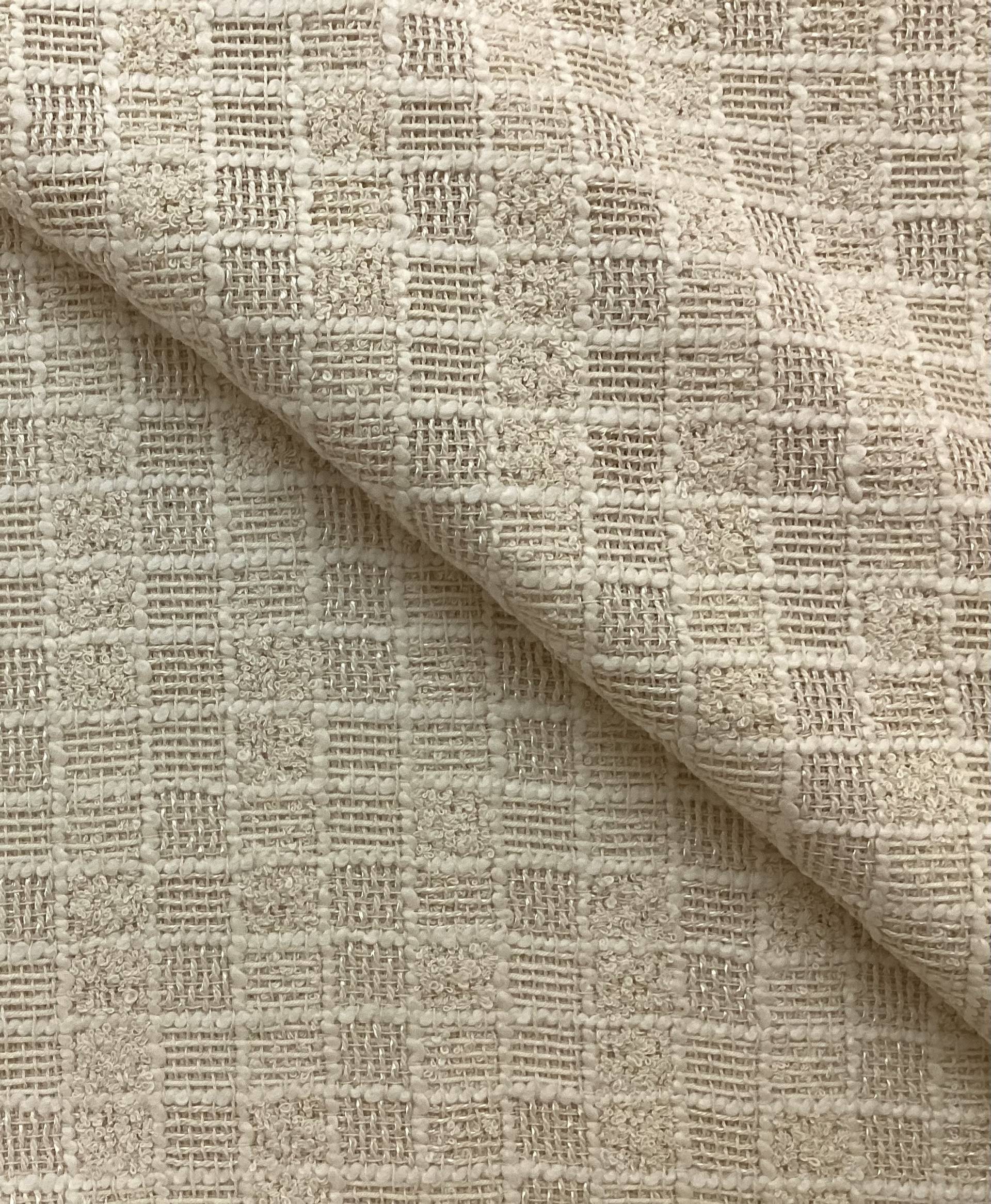 Cotton & Nylon Checkerboard Tweed In Chickpea