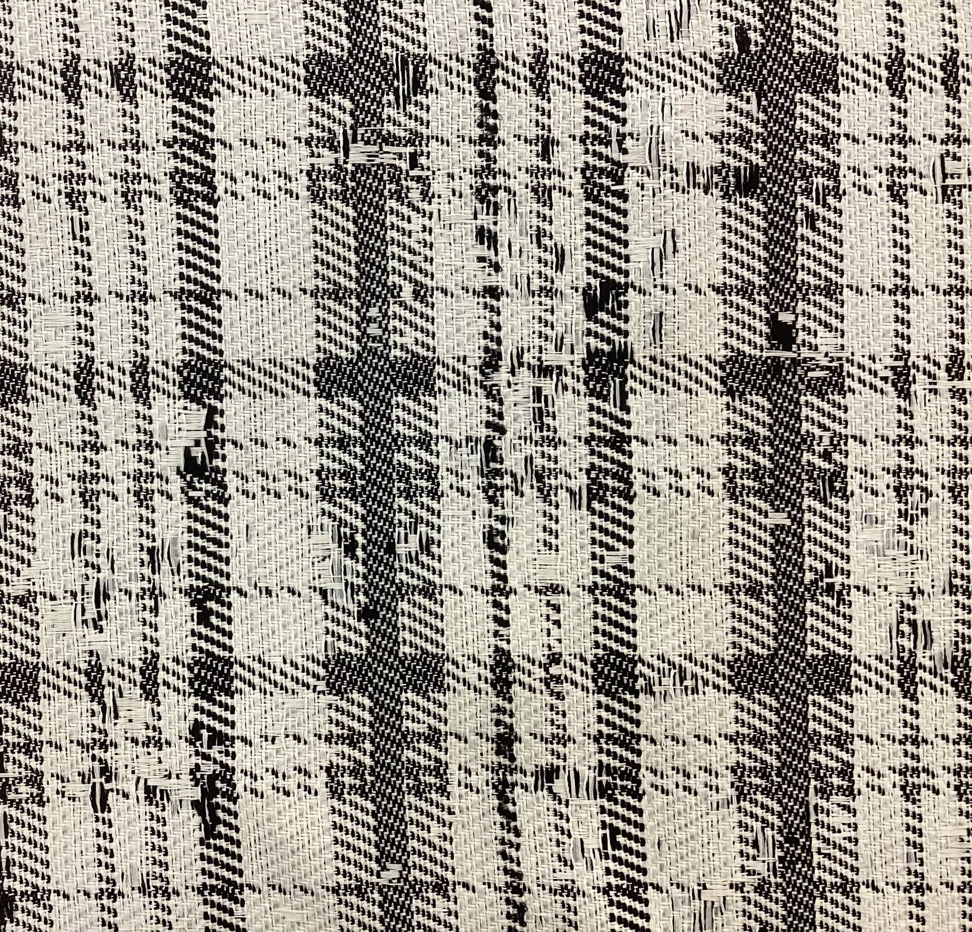 Cotton Blend Plaid Tweed In Cream & Black