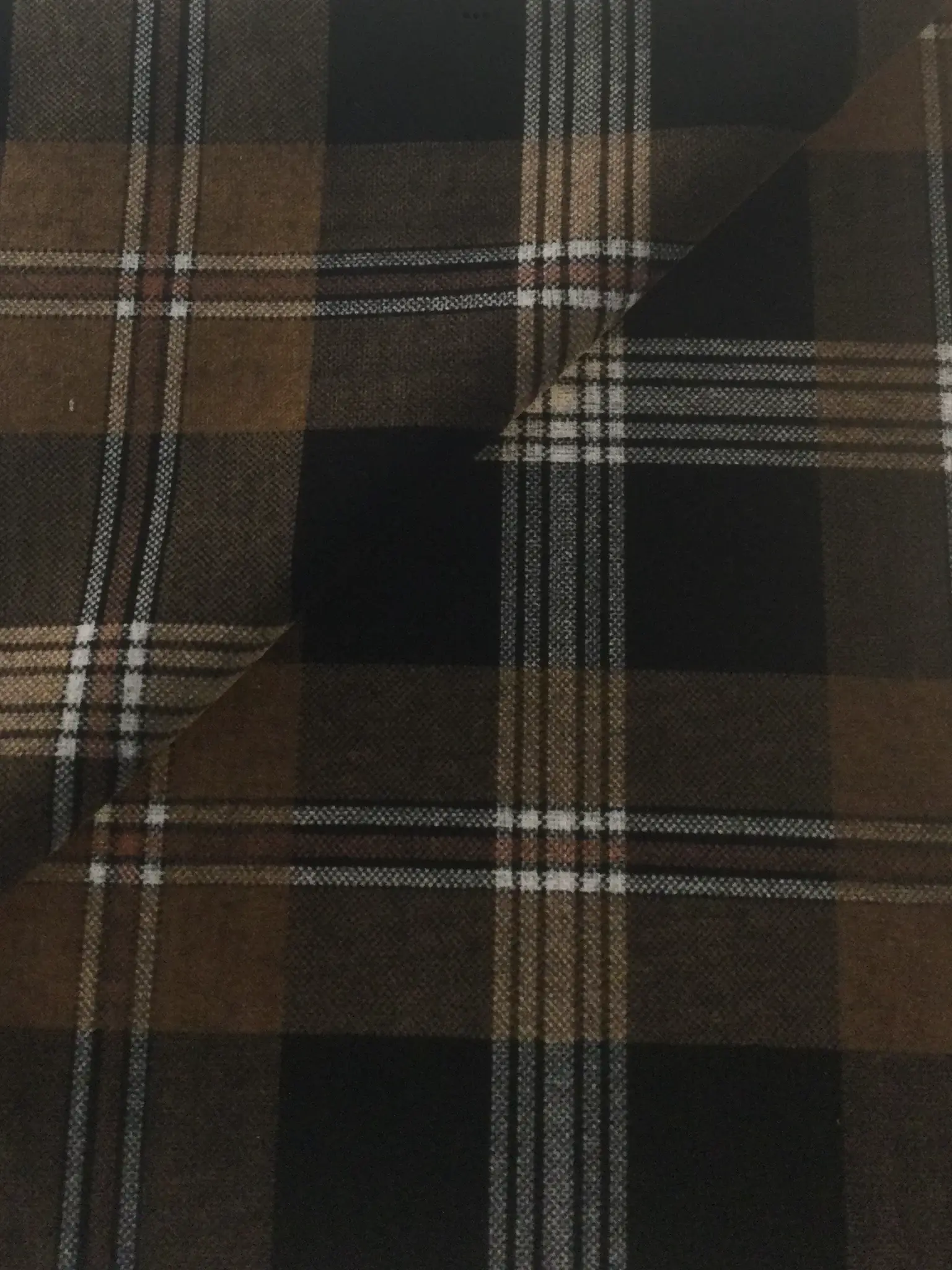 Made in Italy Cotton Velvet in Brown Tartan 