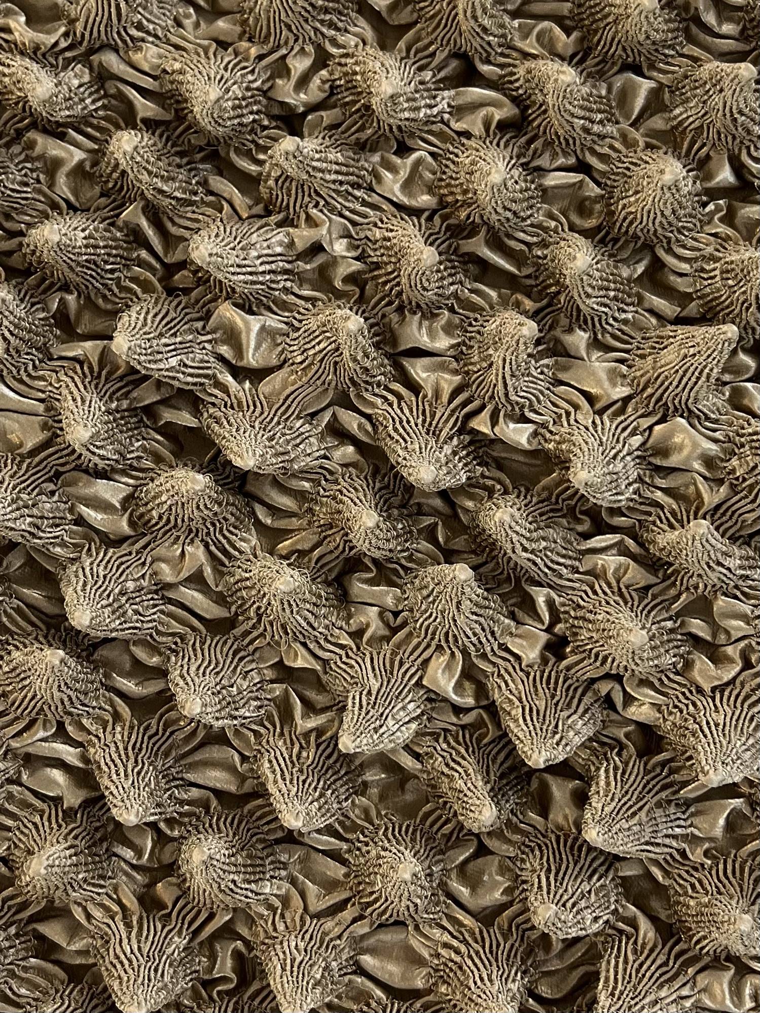 French Novelty Dimensional Cone-Shaped Coated Rayon in Gold