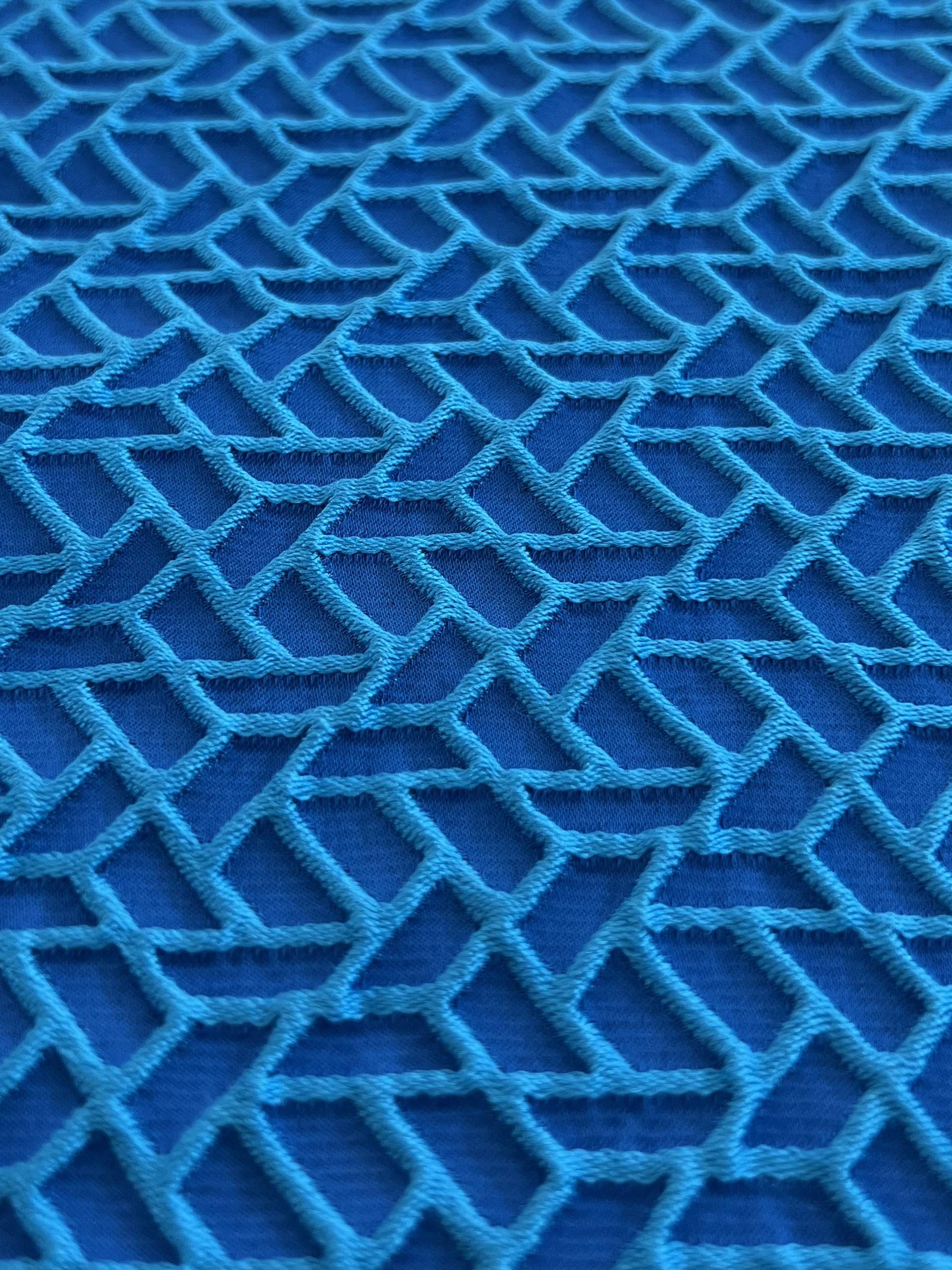 Bicolor Cloque in Turquoise + Royal Blue