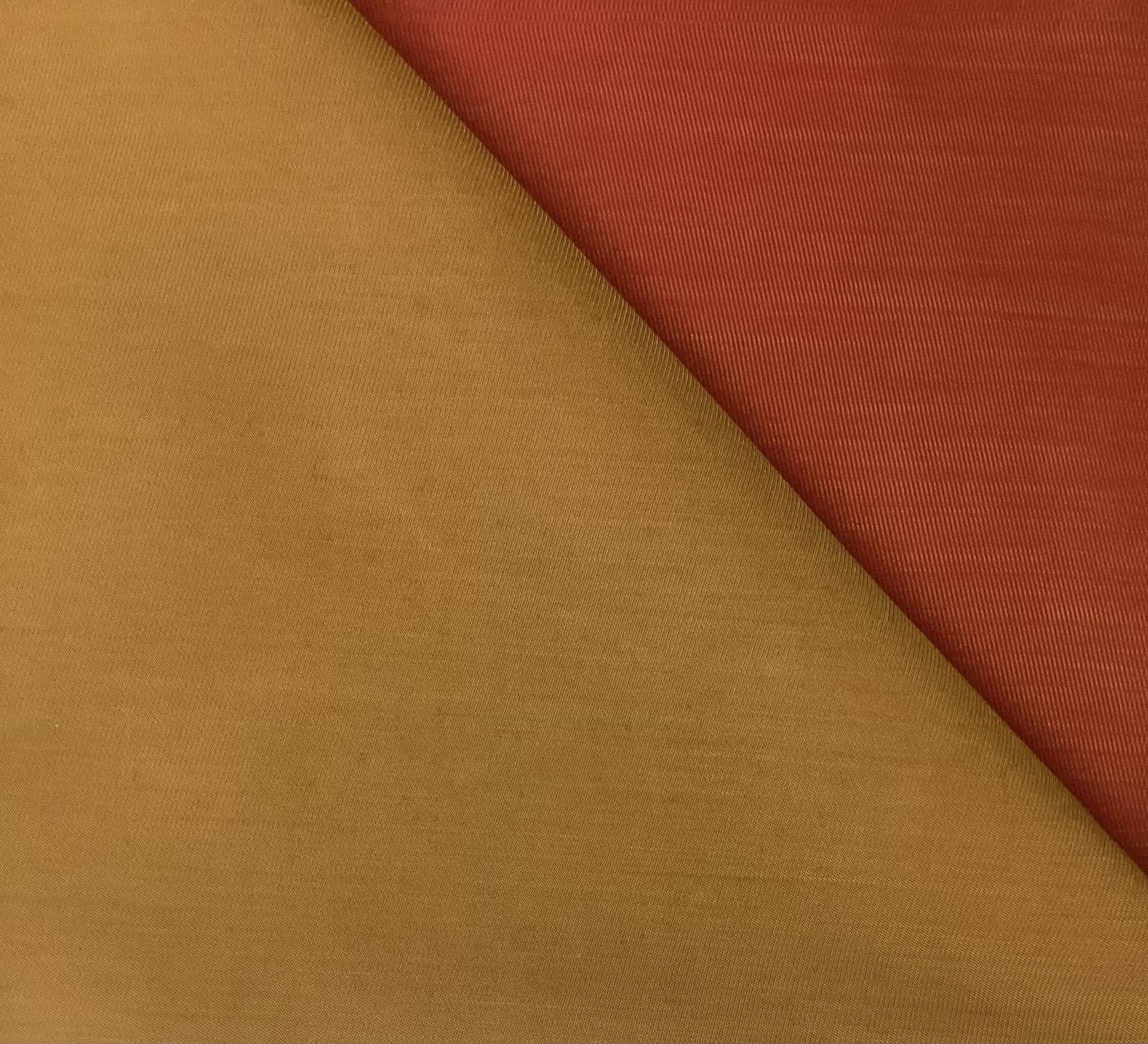 Silk & Wool Doubleside Iridescent Twill In Honey & Persimmon 