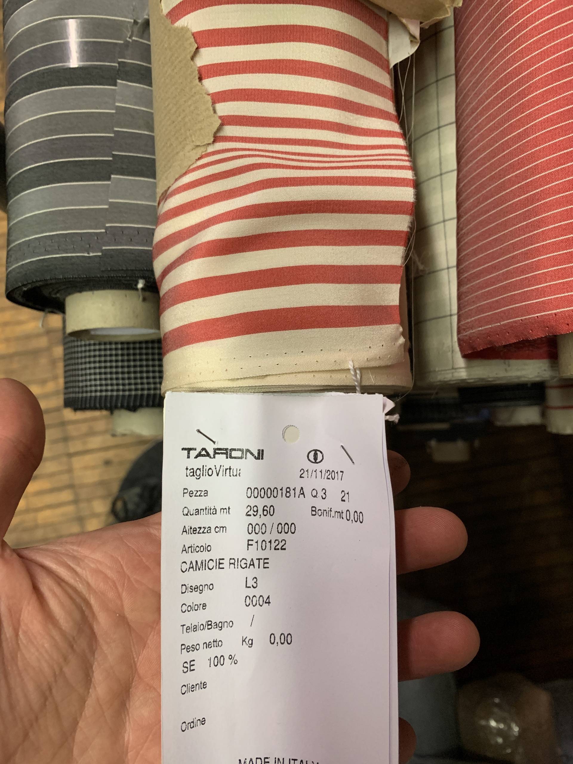Vintage silk shirting stripe in red and cream