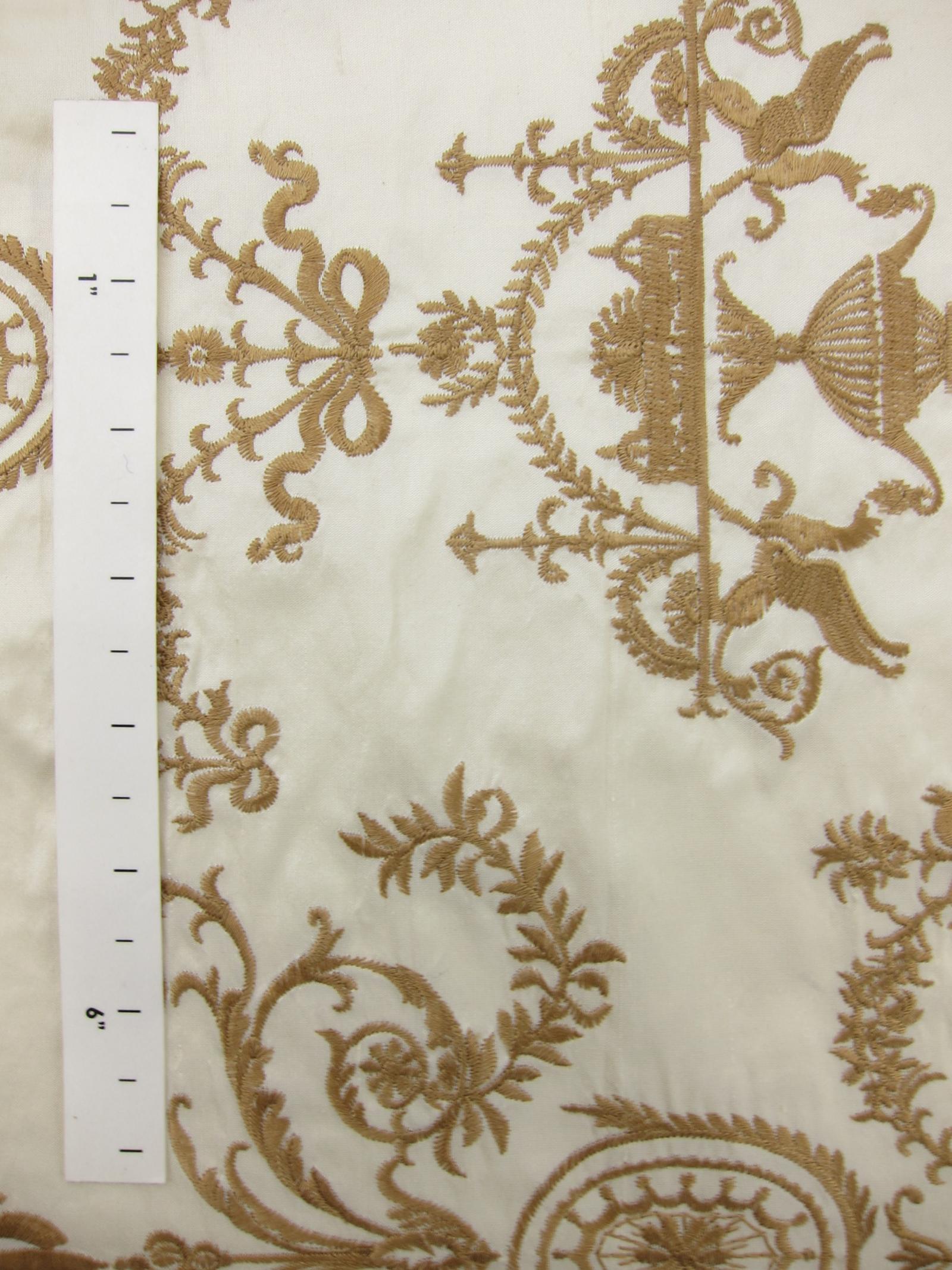 ALL-OVER EMBROIDERED WIDE WIDTH SILK SHANTUNG