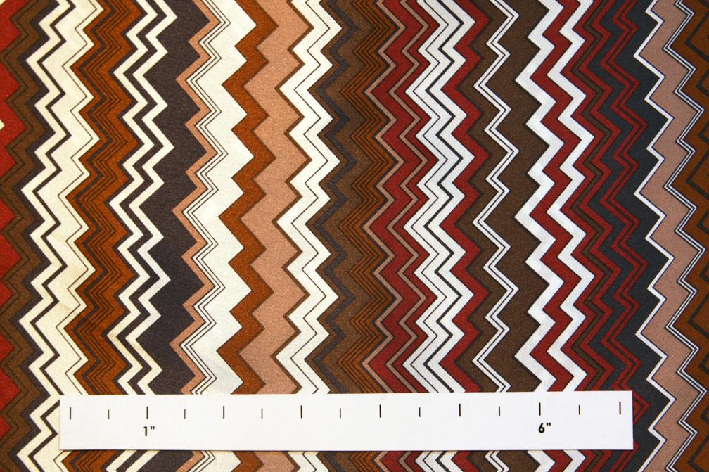 Printed Silk Charmeuse Zagged Stripe On Multicolor Background