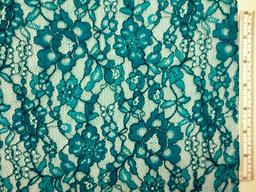 Peacock blue floral Stretch French Chantilly Lace