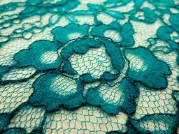 Peacock blue floral Stretch French Chantilly Lace