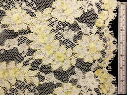 Double scallop ecru floral French Re-embroidered Lace