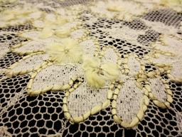 Double scallop ecru floral French Re-embroidered Lace