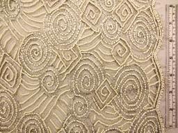 Double scallop silver and cream geometric beaded metallic French Chantilly Lace
