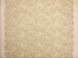 Double scallop silver and cream geometric beaded metallic French Chantilly Lace